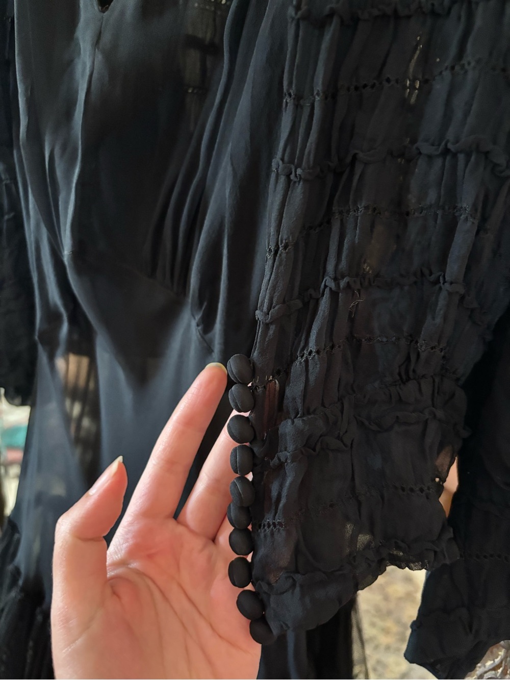 1930s Rare Vintage Black Sheer Silk Lace Dress Bolero Set - Picture 5 of 16